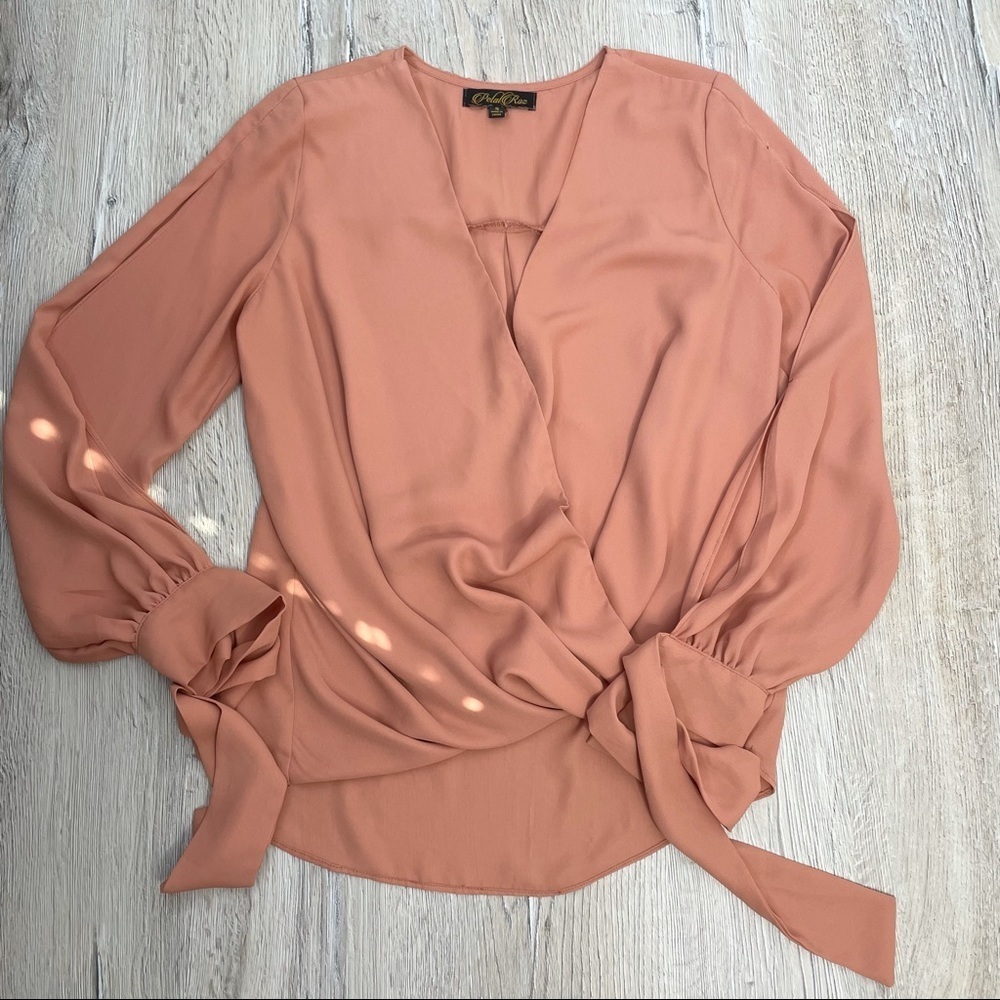 Petal Roz Wrap Style Blouse Sz Small - Picture 2 of 10